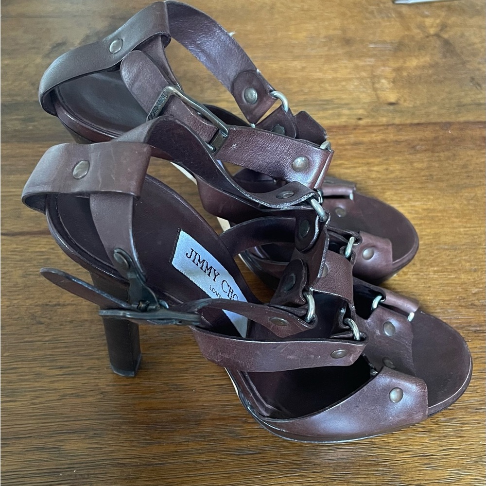 Jimmy Choo Dark Brown Strappy Heels - Picture 8 of 10
